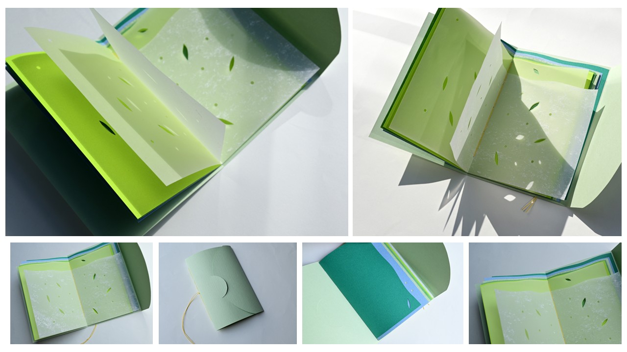 新緑や葉っぱをテーマにした手製本の写真